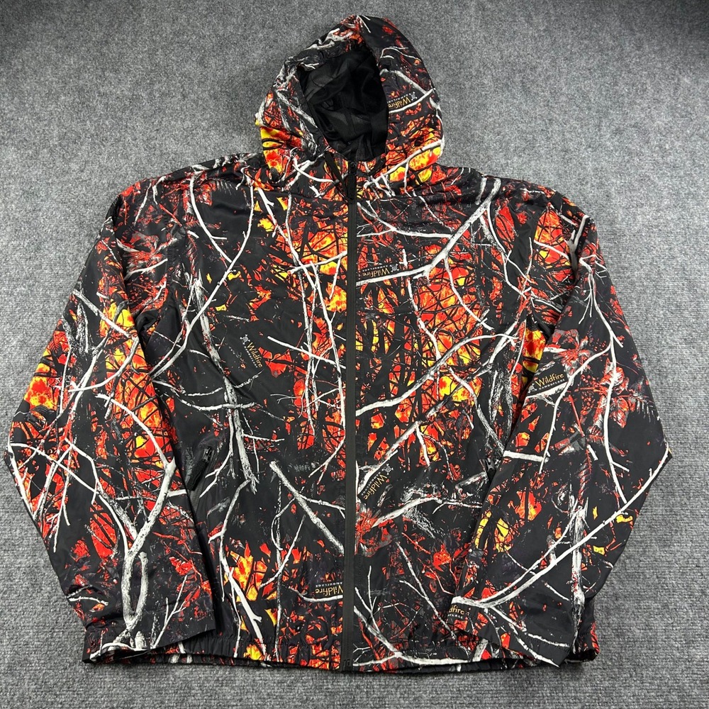 Moon‎ Shine Camo Jacket Mens XXL Red Wildfire Camouflage Full Zip Hooded